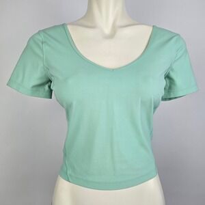 Lululemon Womens Align Crop Top Mint Green V-Neck Open Scoop Back Yoga Size 4
